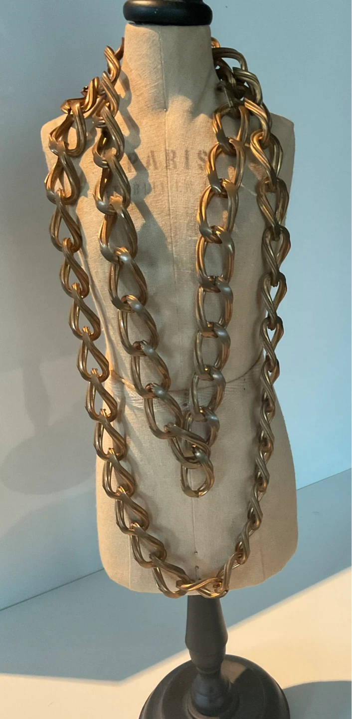Chunky Gold Tone Link Long Chain Necklace - photo 5