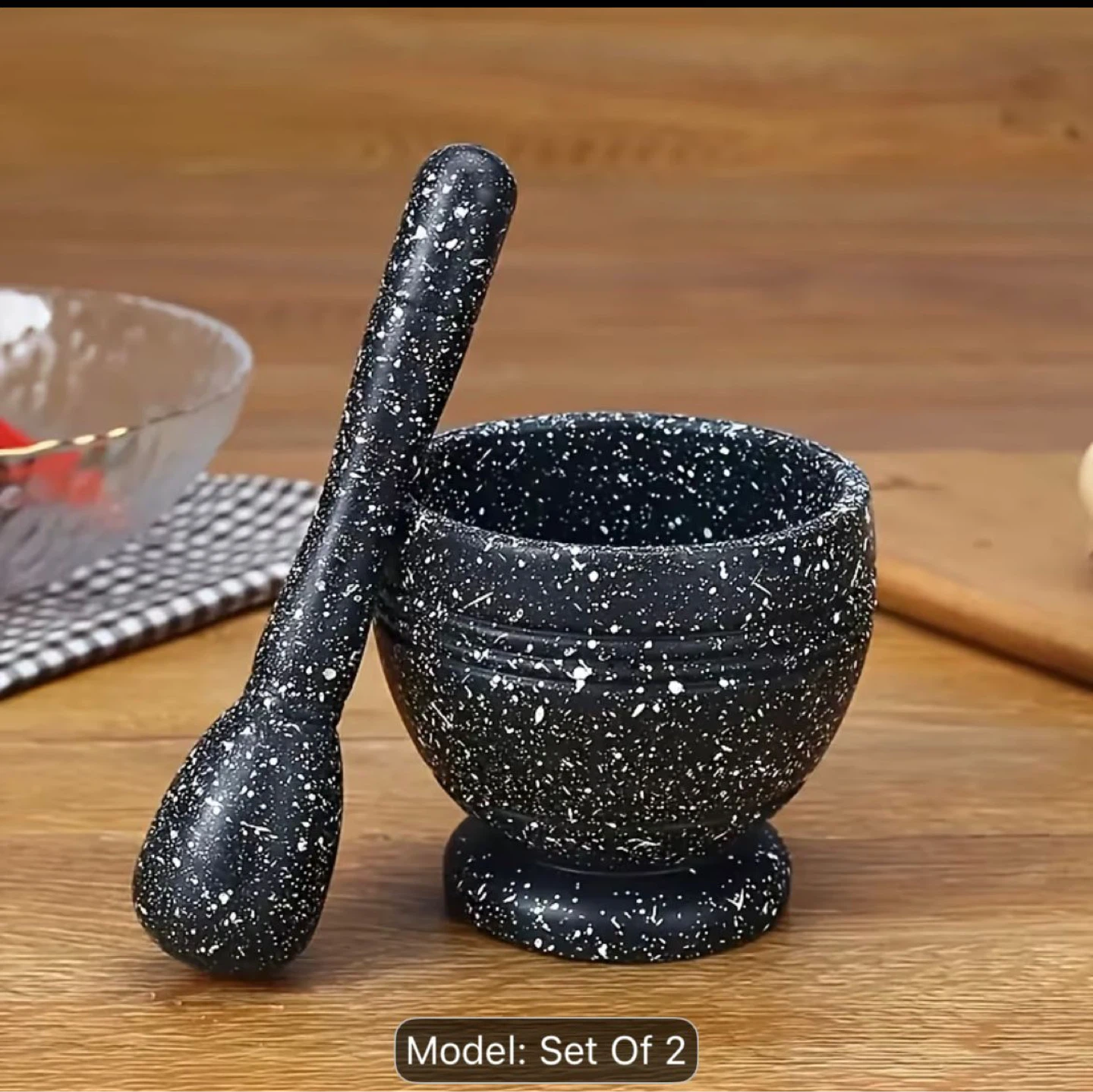 Mortar and Pestle Set - Black Speckled - photo 2