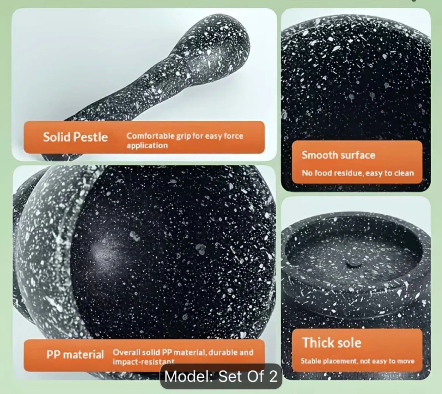 Mortar and Pestle Set - Black Speckled - photo 3