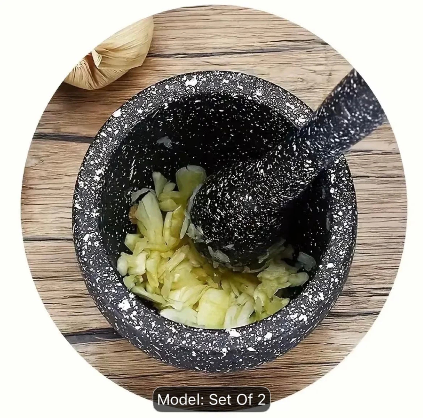 Mortar and Pestle Set - Black Speckled - photo 4