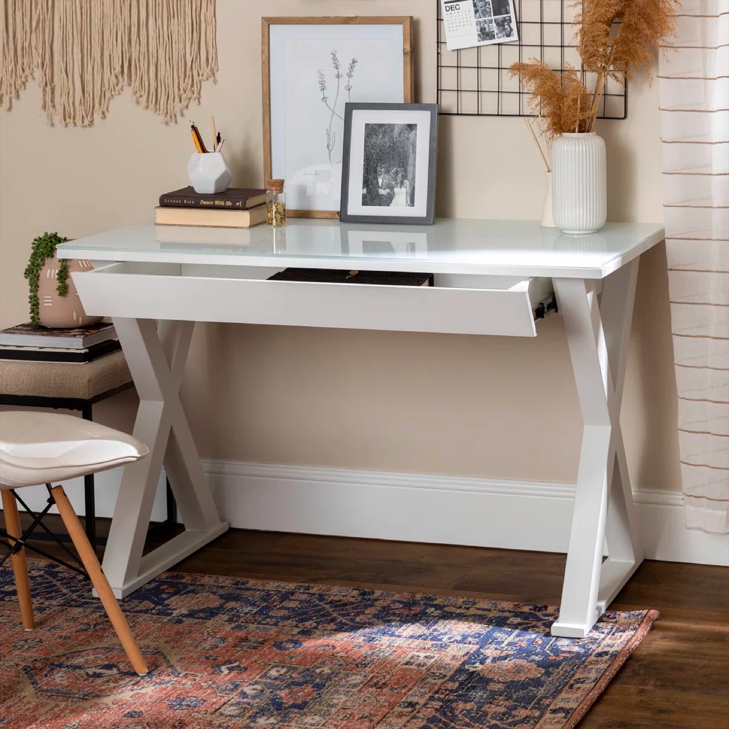Large modern WRITING DESK (glass tabletop) 🏷️✍🏻 50% OFF!! - photo 4