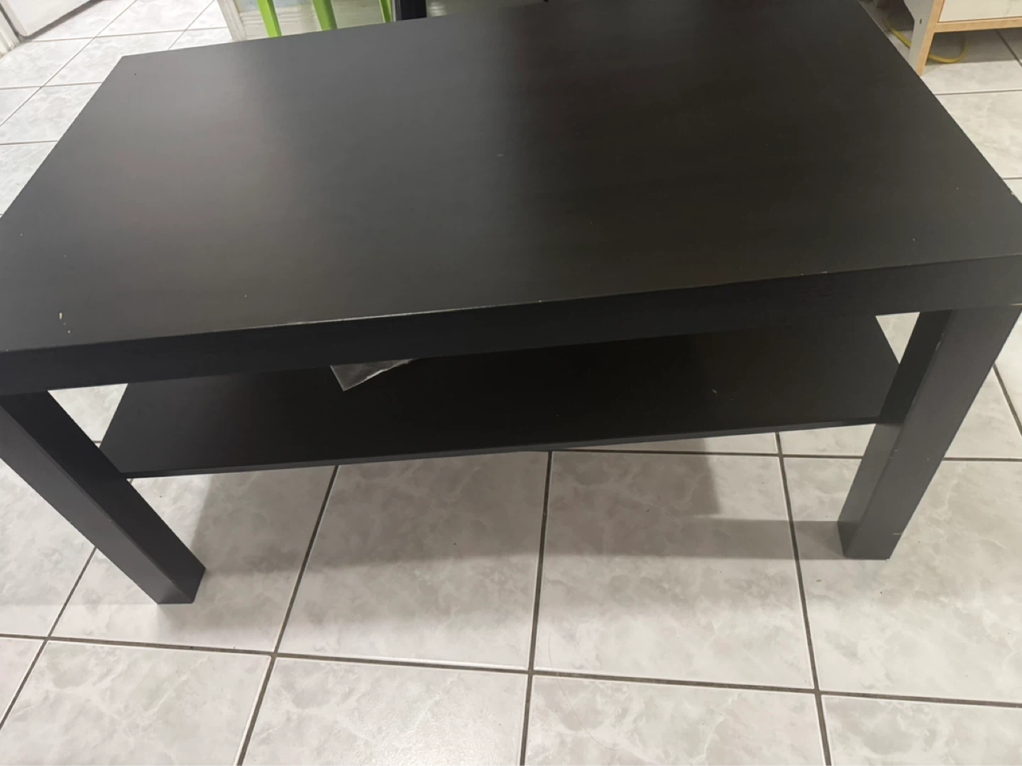 Dark Brown Coffee Table with Shelf