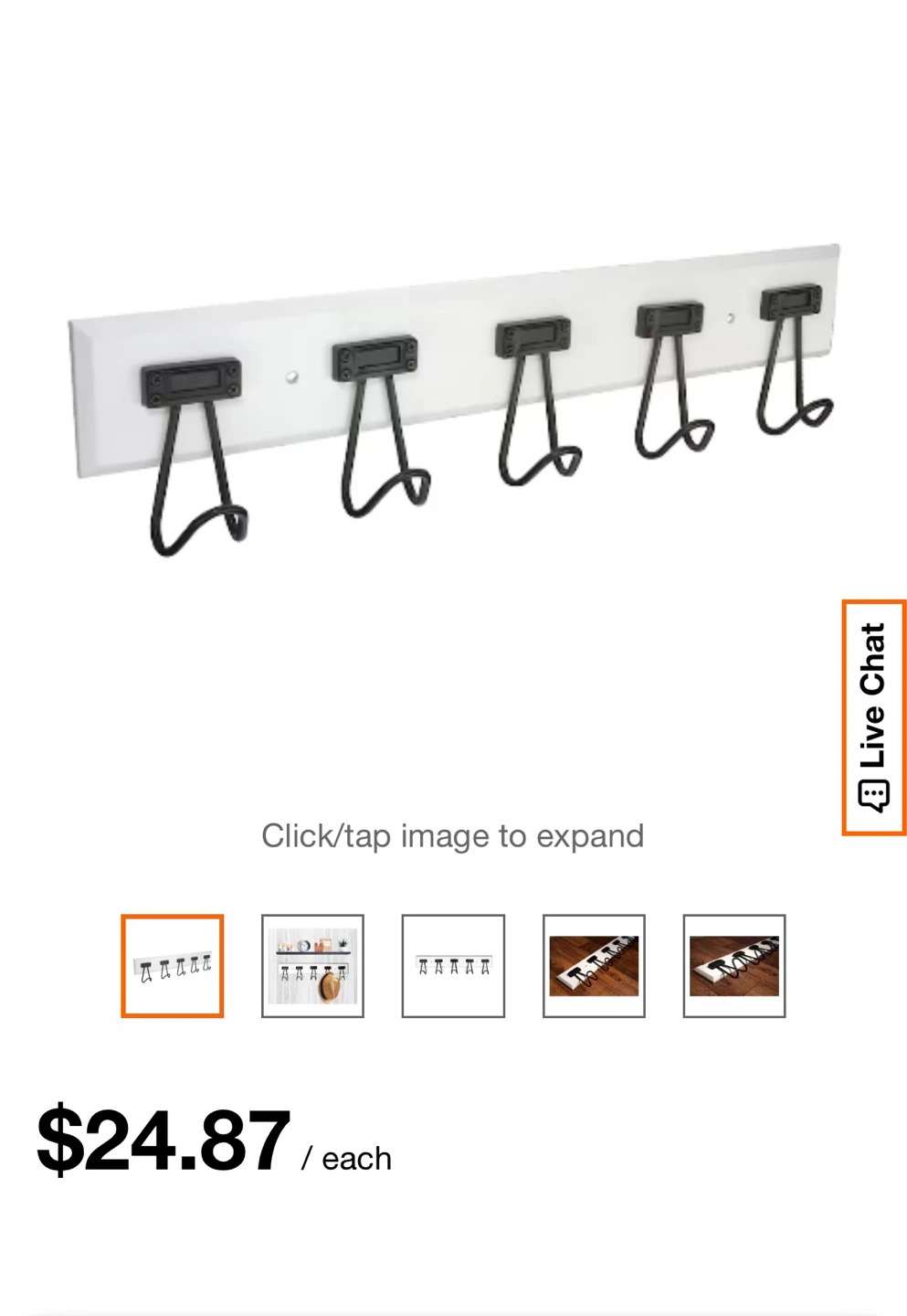 StyleWell 27-inch White Coat Rack with 5 Black Card Holder Hooks - photo 2
