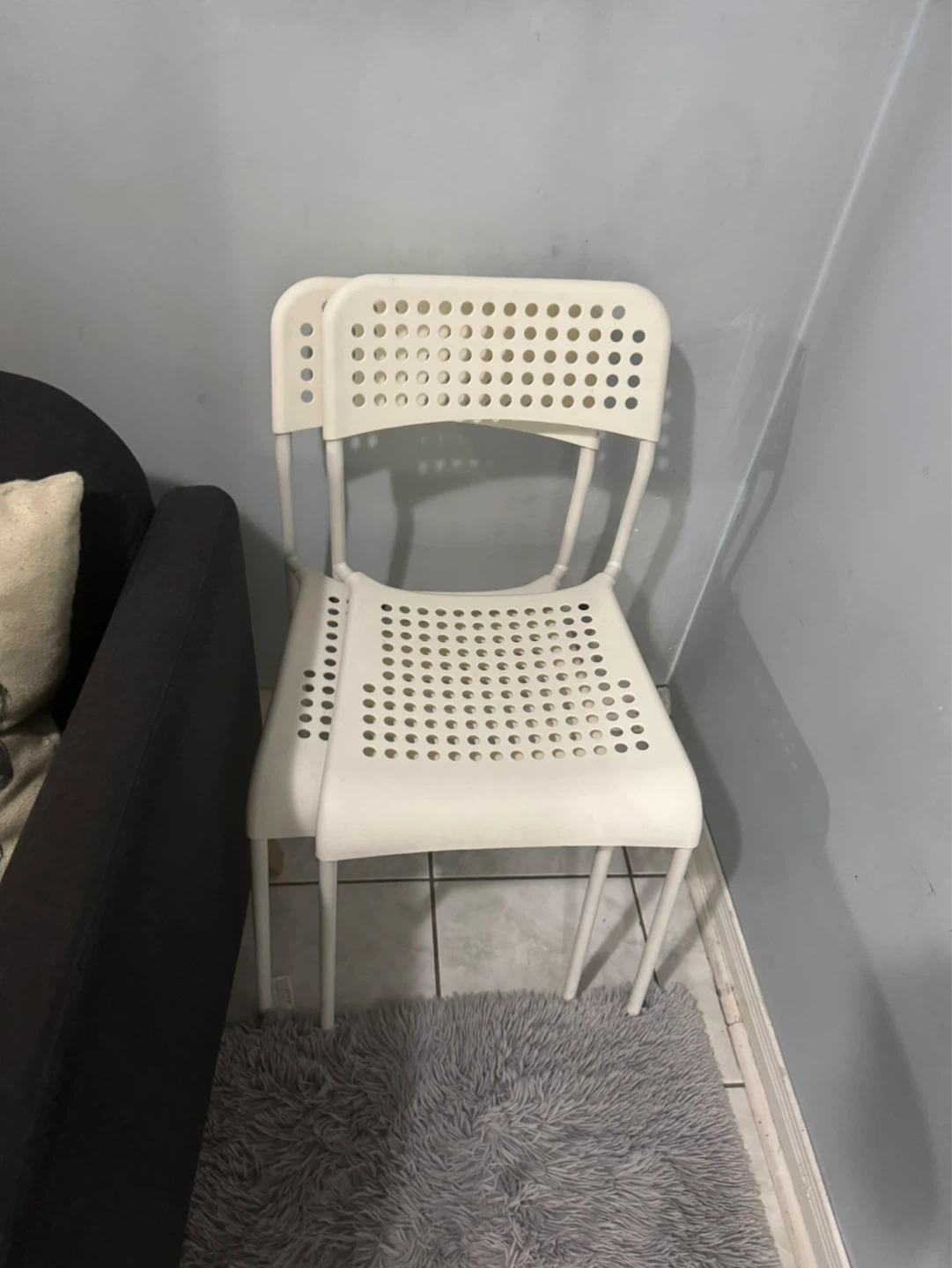 IKEA White Plastic Stacking Chairs