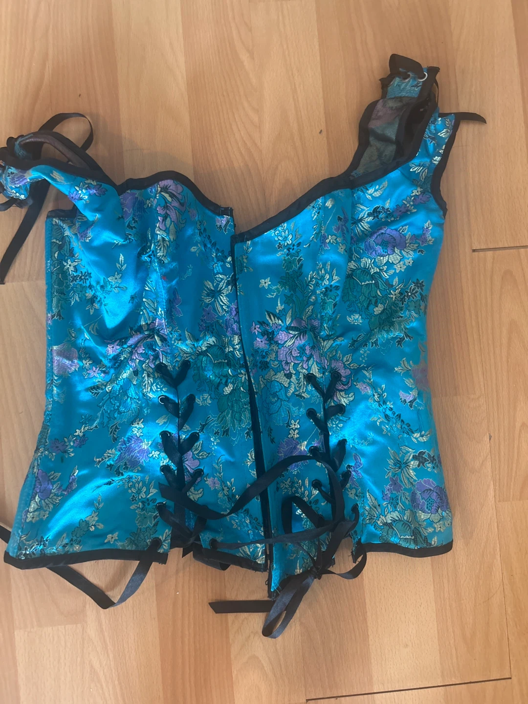 Turquoise Floral Corset Top