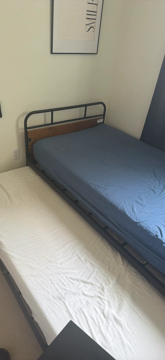 Twin Bed Frame with Wood Headboard