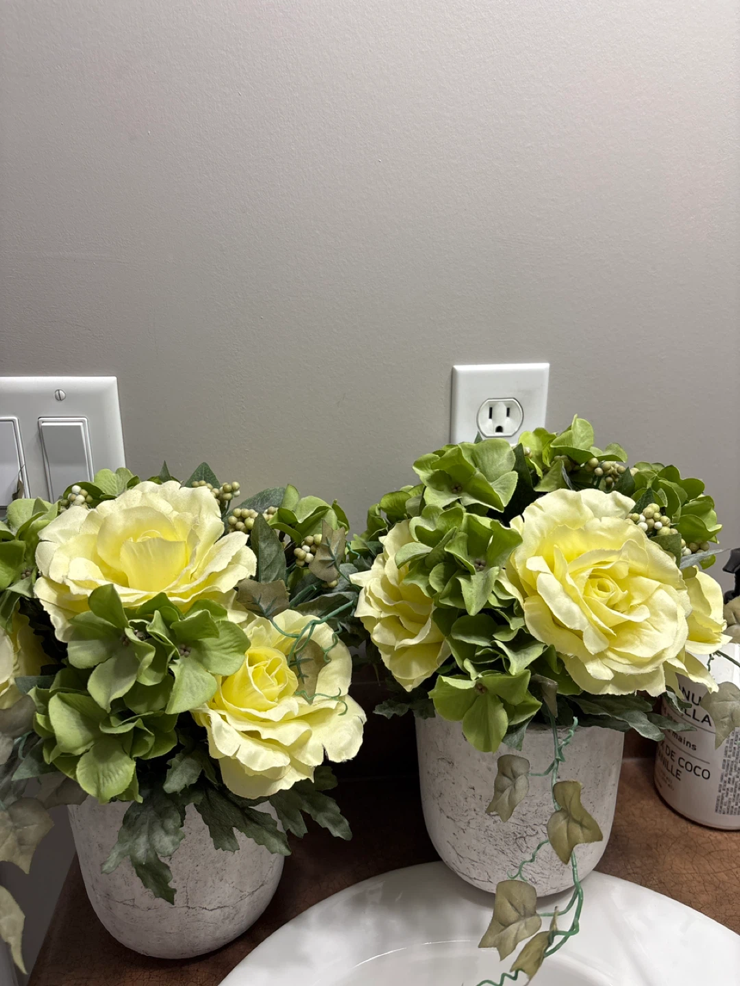 Set of 2 Faux Floral Arrangements in Textured Pots