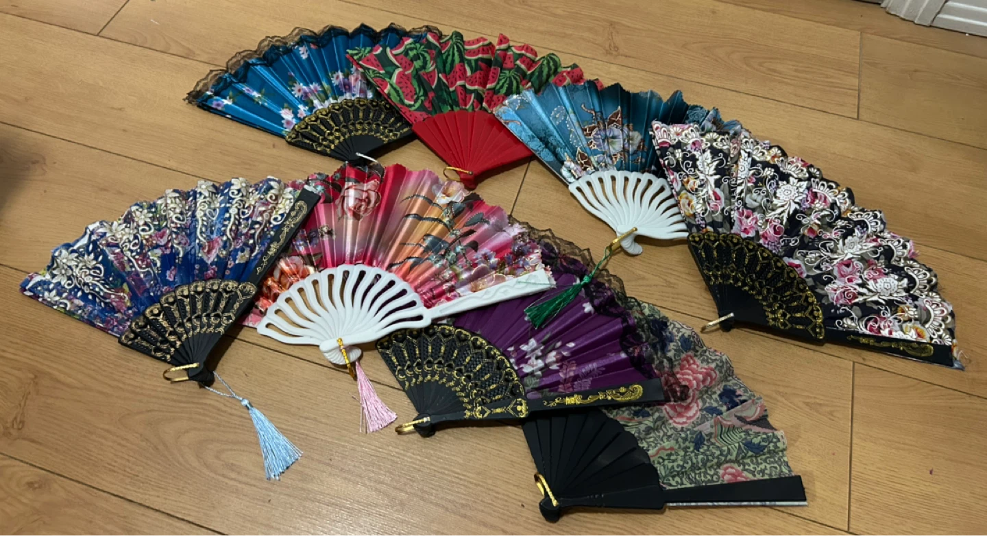 Set of 8 Decorative Folding Hand Fans