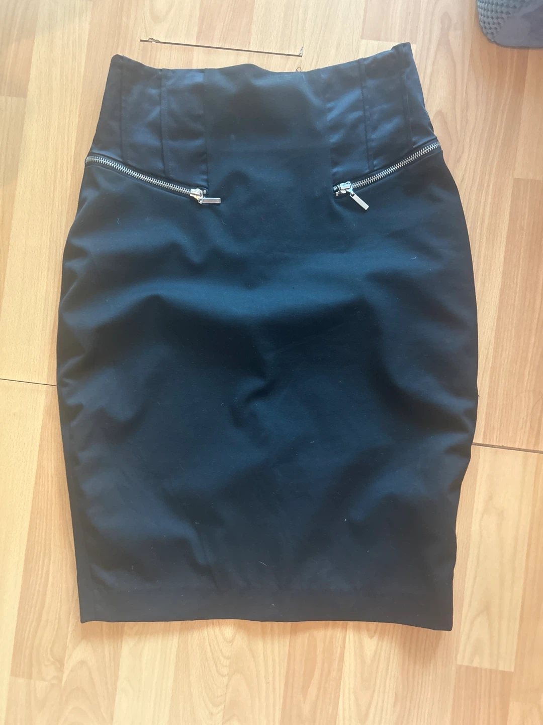 Black Pencil Skirt with Zippers