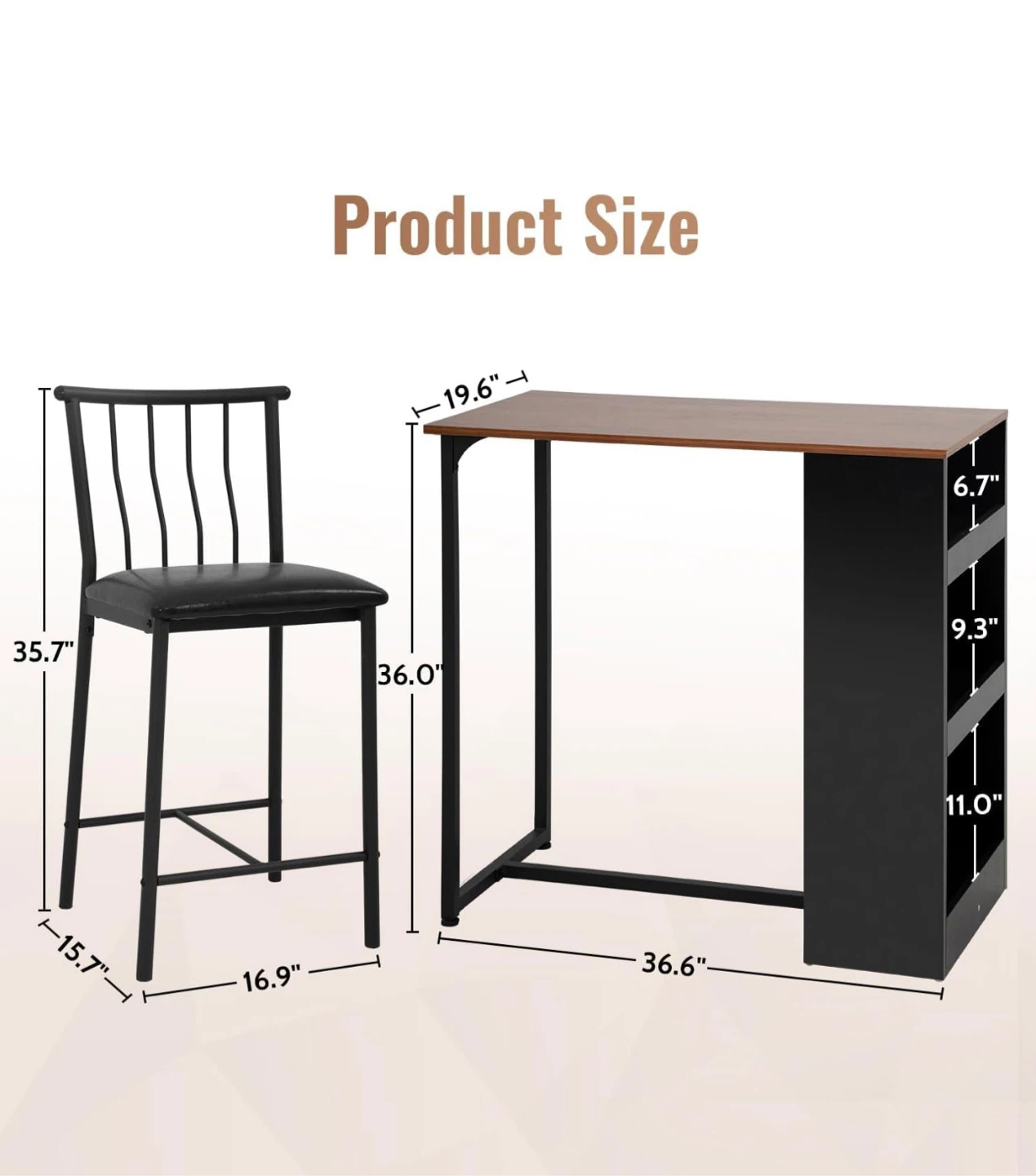 Modern Bar Table with Storage Shelves - photo 3