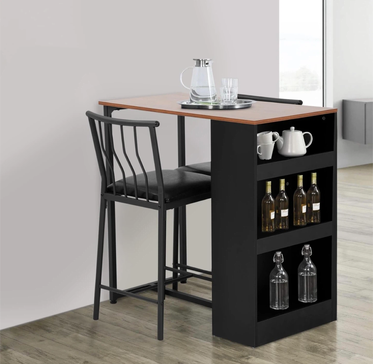 Modern Bar Table with Storage Shelves - photo 4