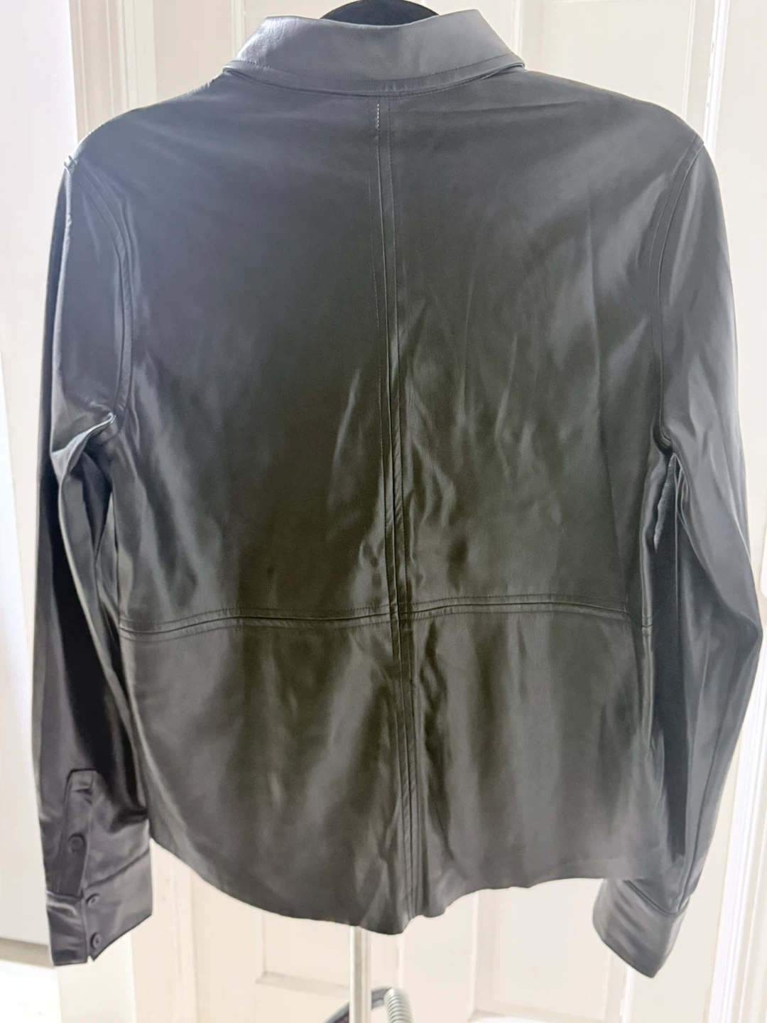 Lulus Black Faux Leather Button-Up Shirt - Size S - photo 3