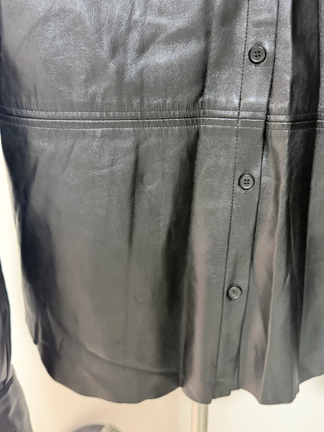 Lulus Black Faux Leather Button-Up Shirt - Size S - photo 2