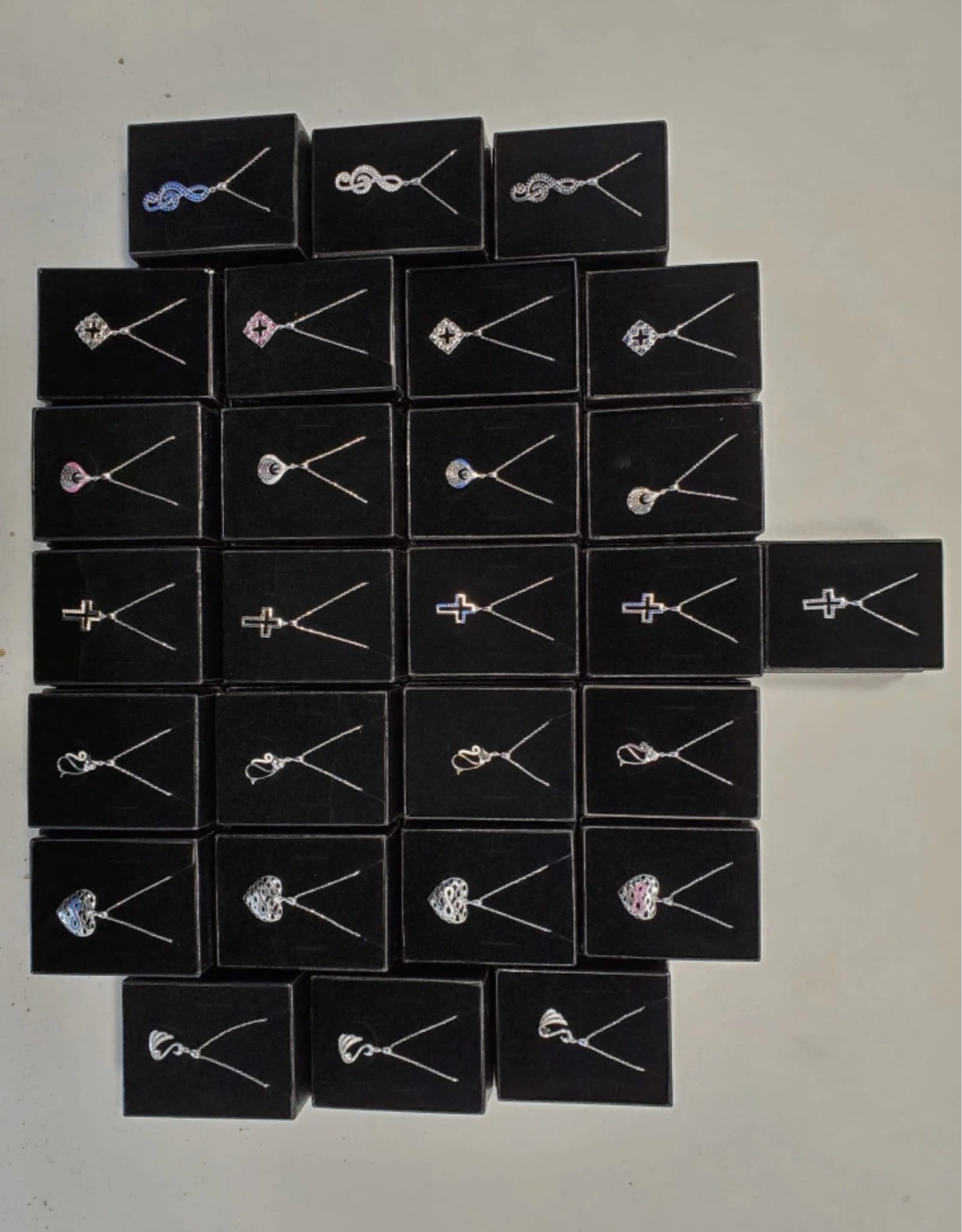 Silver Collection of 28 Necklaces