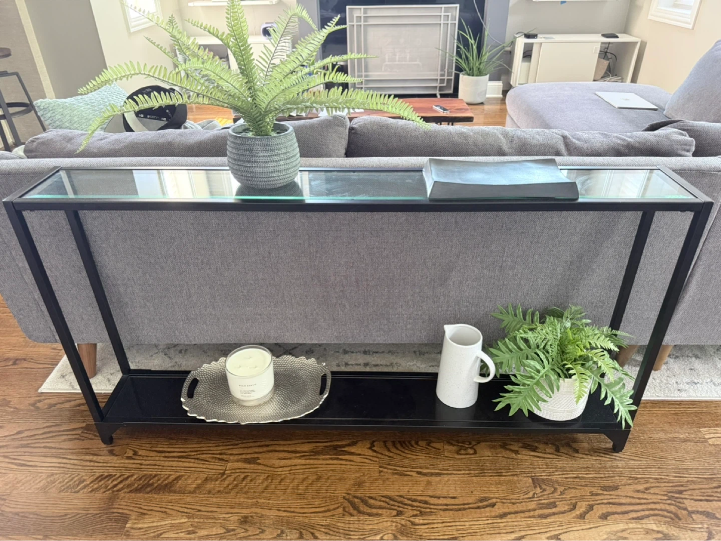 Glass Top Console Table