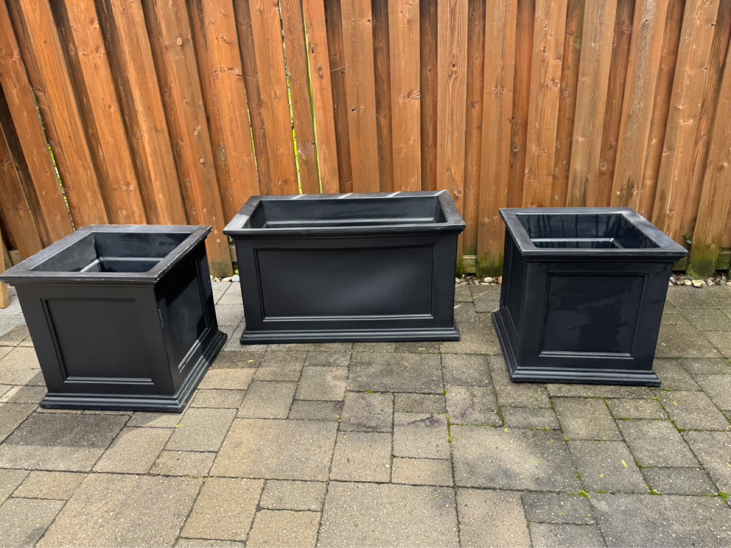 Black Square Planter Pots (Set of 3) - photo 2