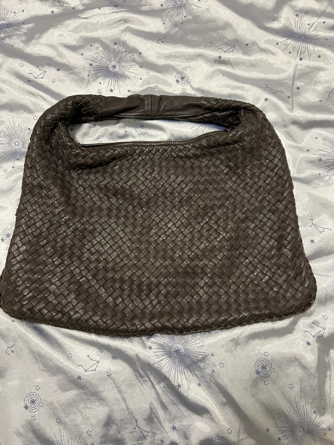 Brown Woven Leather Shoulder Bag