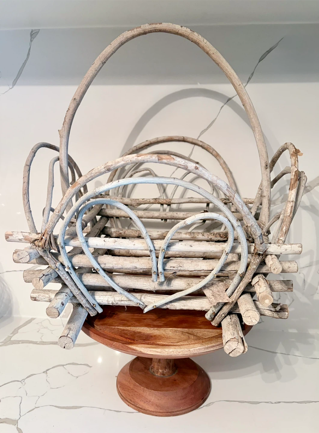 Rustic Twig and Wood Heart Basket