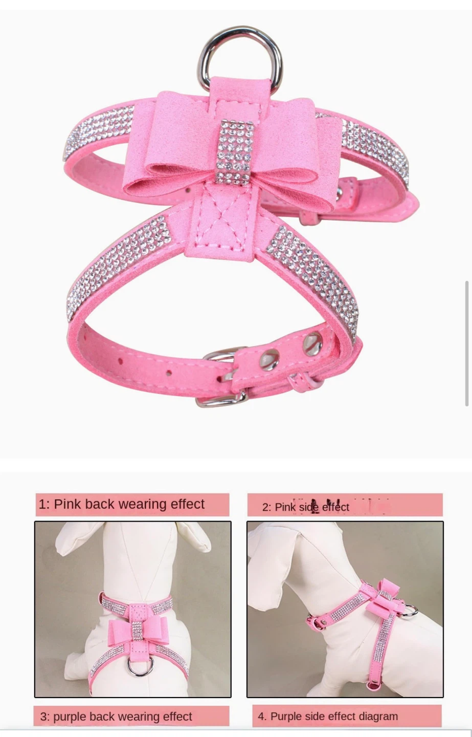 Brand New Pink Rhinestone Pet Harness fits dog under 12lbs 5.4kg