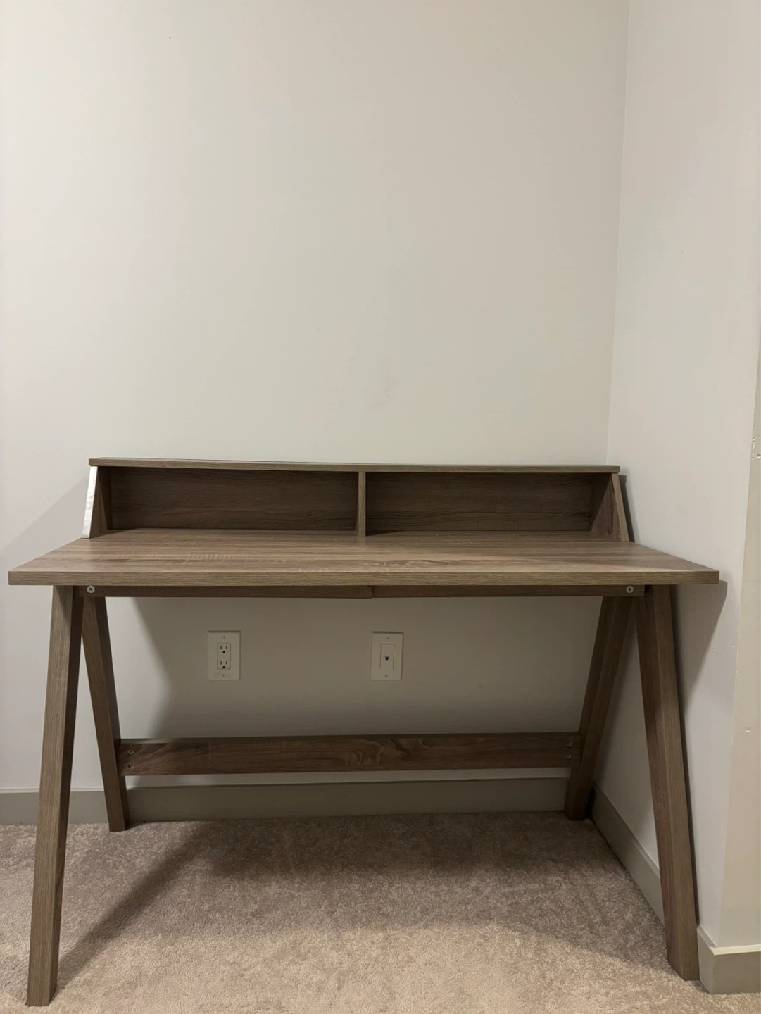 Wooden Desk with Hutch