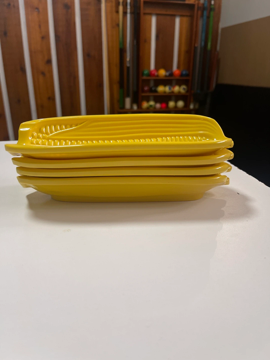 Set of 4 Yellow enamel Corn Cob Shaped Dishes - photo 2