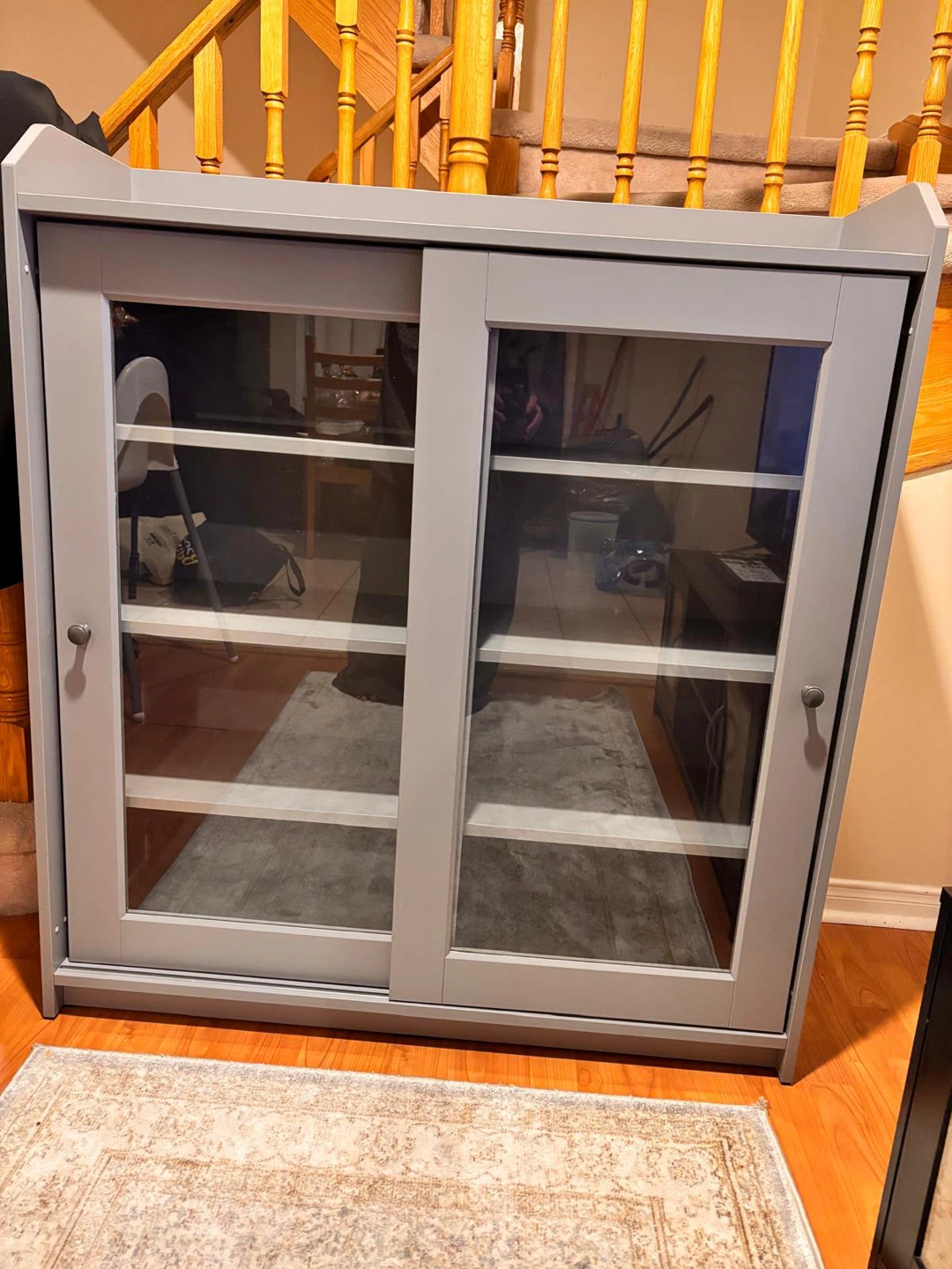HAUGA Glass-door cabinet, gray, 105x116 cm