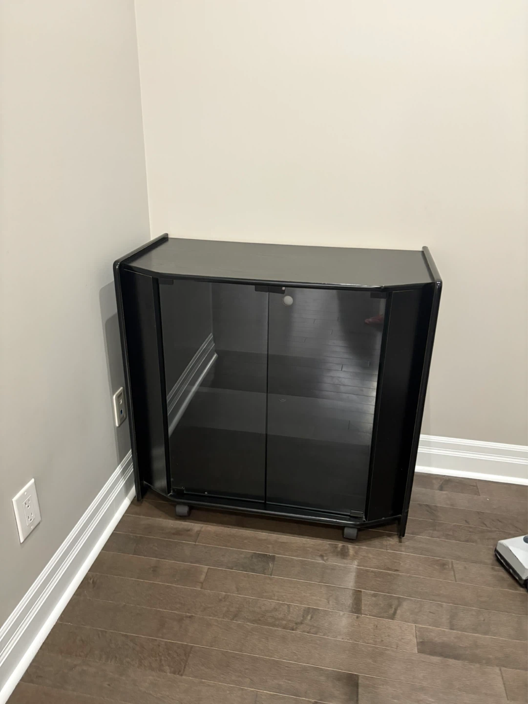 Black Corner Cabinet with Glass Doors - photo 2