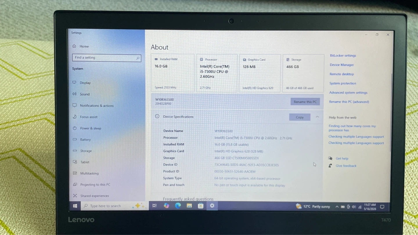 Lenovo ThinkPad T470 Laptop - photo 5