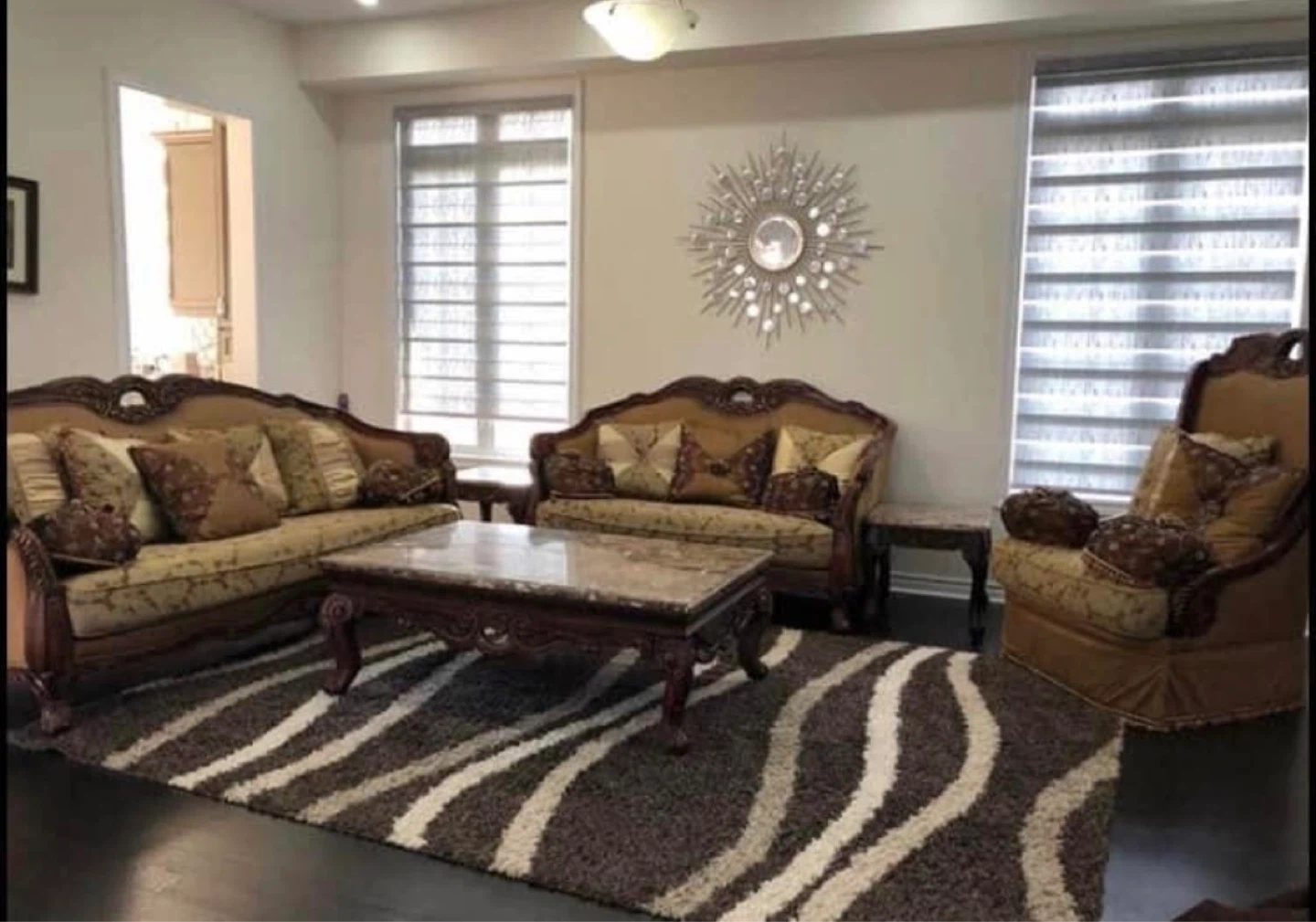 Ornate Sofa Set with Coffee Table