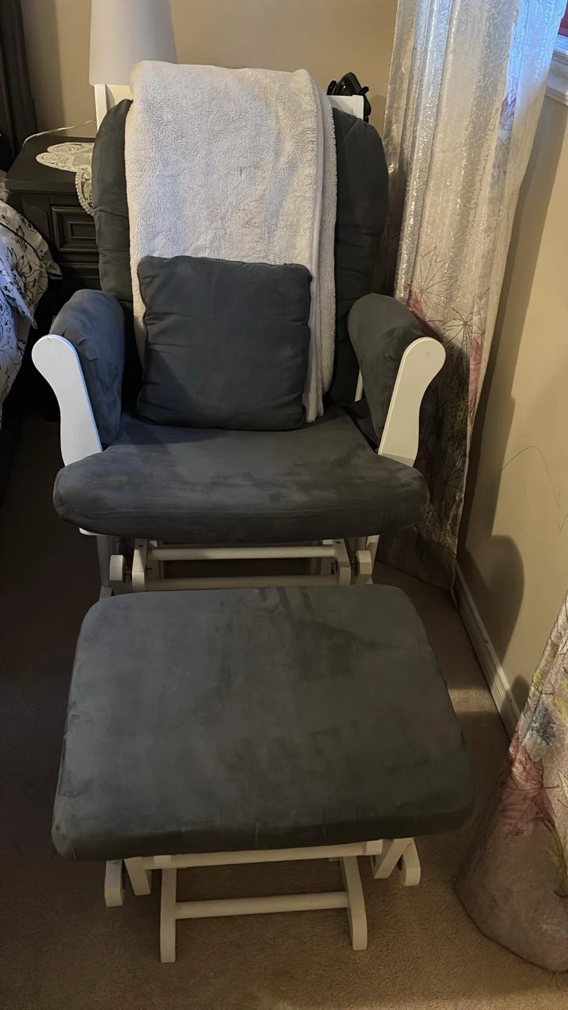 Grey Glider Chair and Ottoman Set