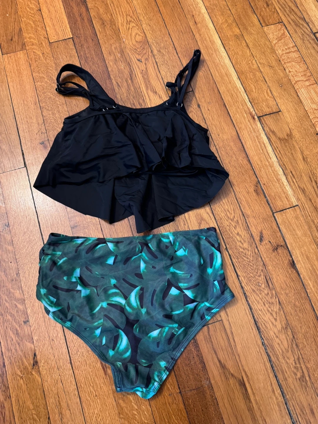 Black Ruffle Tankini Swimsuit Size S - photo 2
