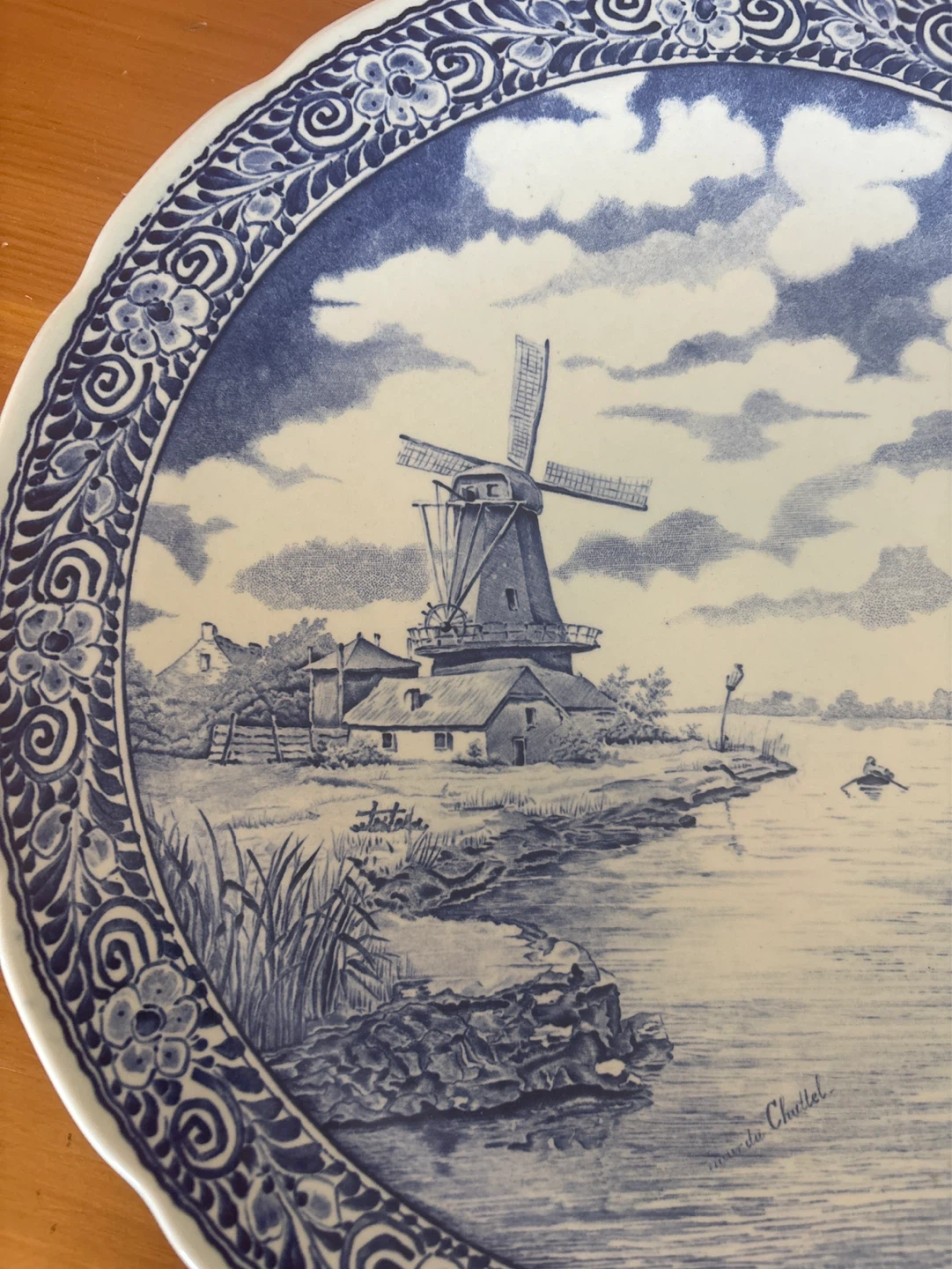 Vintage Royal Boch Delft Plate with Windmill Scene - photo 2