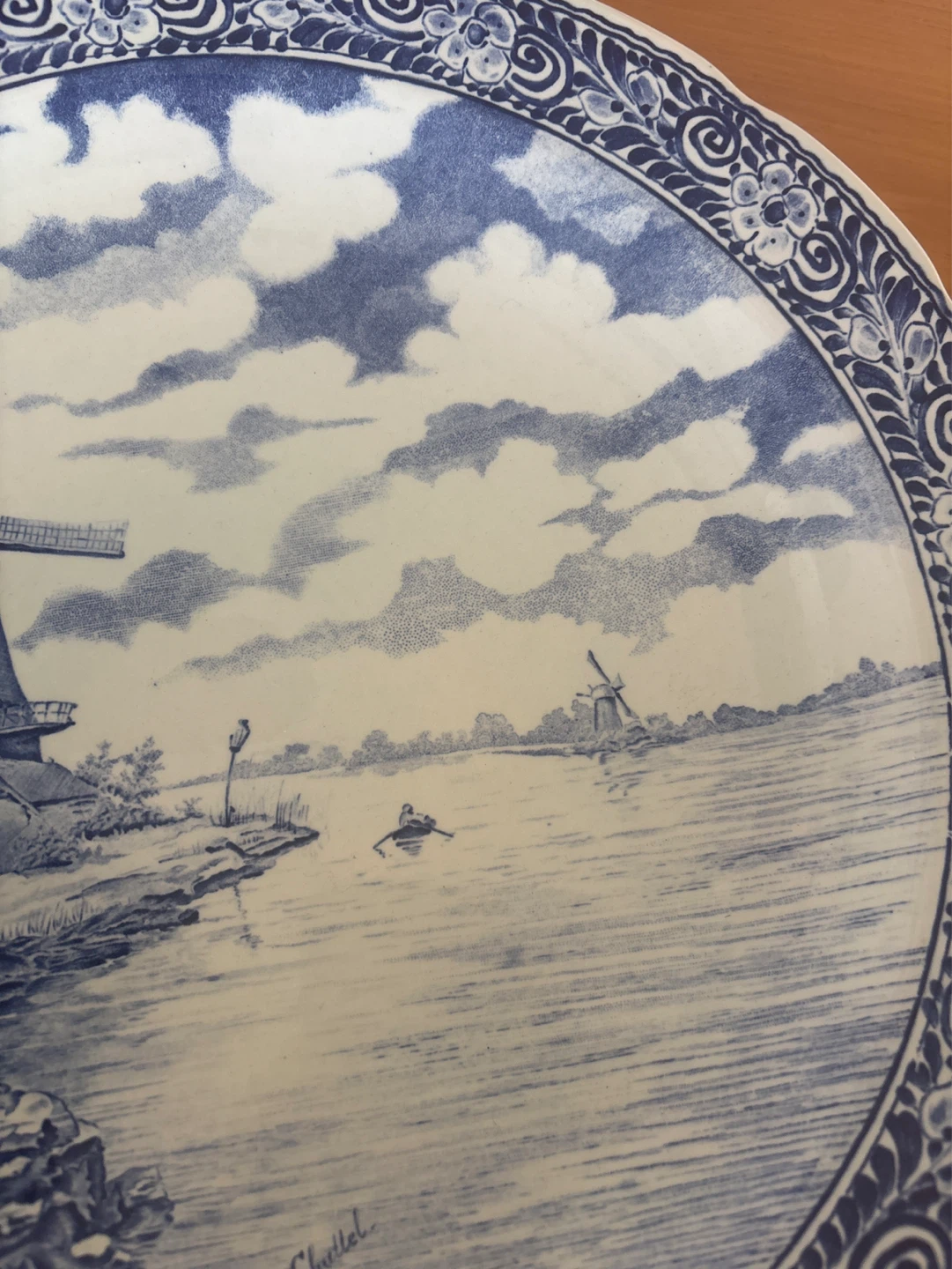 Vintage Royal Boch Delft Plate with Windmill Scene - photo 3