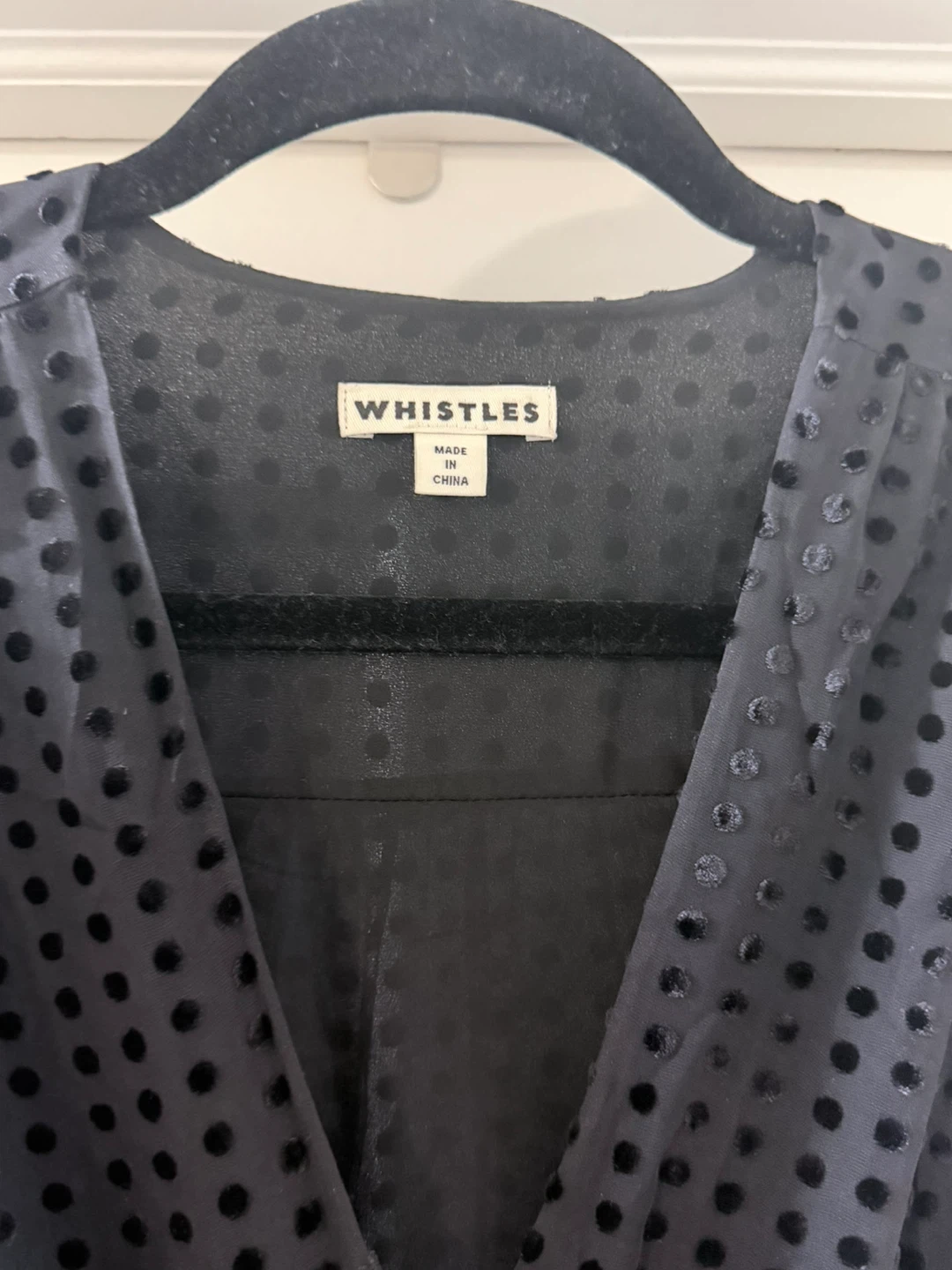 Whistles Black Velvet Dot Wrap Midi Dress - photo 3