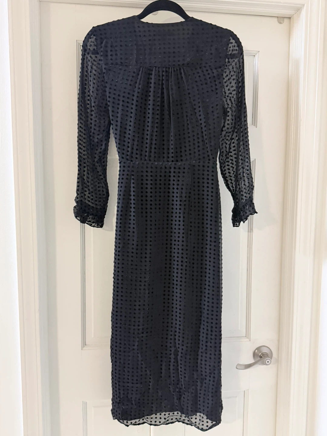Whistles Black Velvet Dot Wrap Midi Dress - photo 4