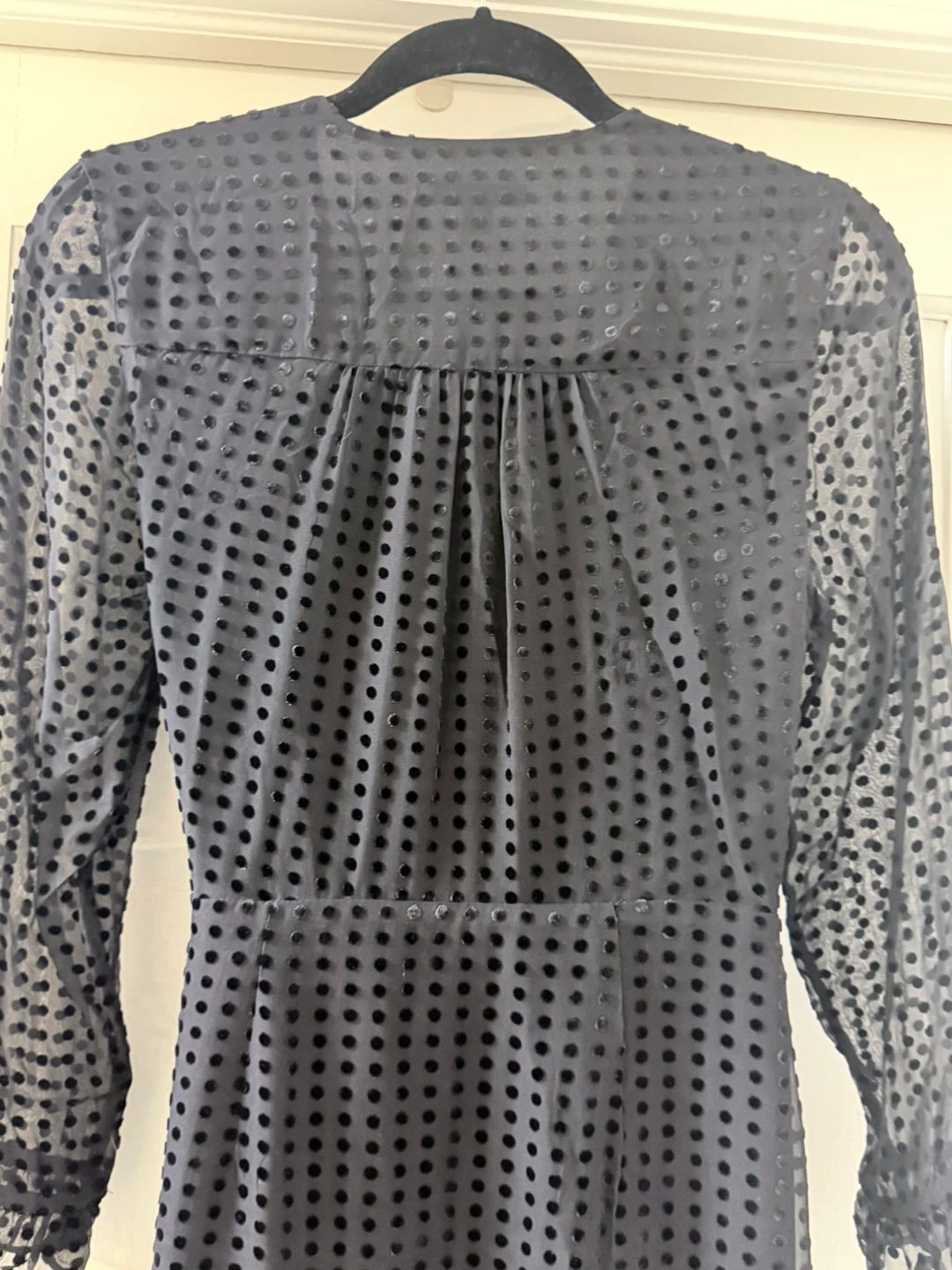 Whistles Black Velvet Dot Wrap Midi Dress - photo 5
