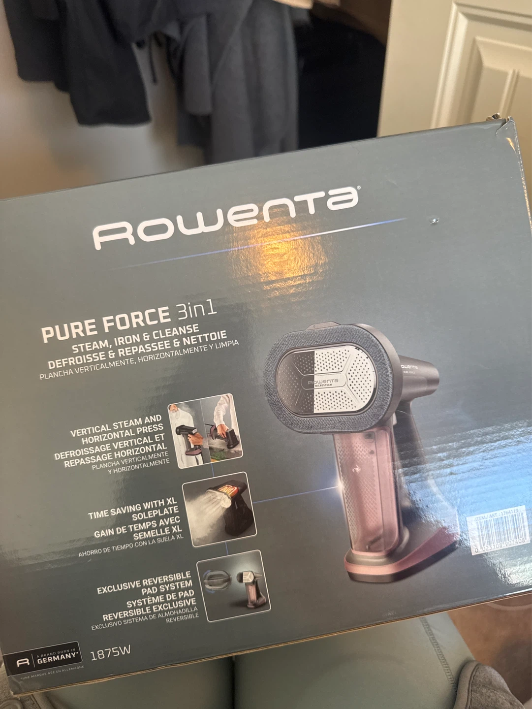 Rowenta Pure Force 3in1 Steam, Iron & Cleanse Handheld Steamer