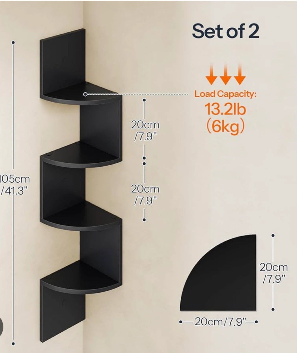 Set of 2 Floating Corner Shelves - photo 4