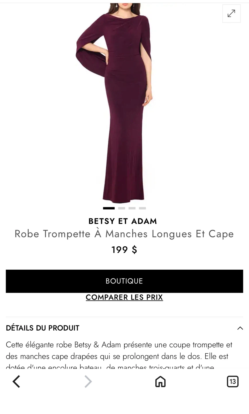 Robe longue Betsy & Adam à manches cape bordeaux - photo 5