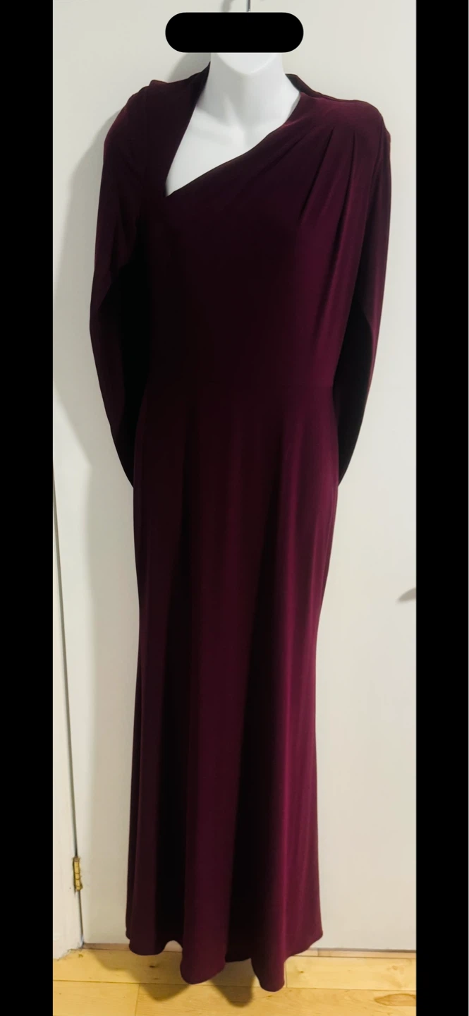 Robe longue Betsy & Adam à manches cape bordeaux - photo 4