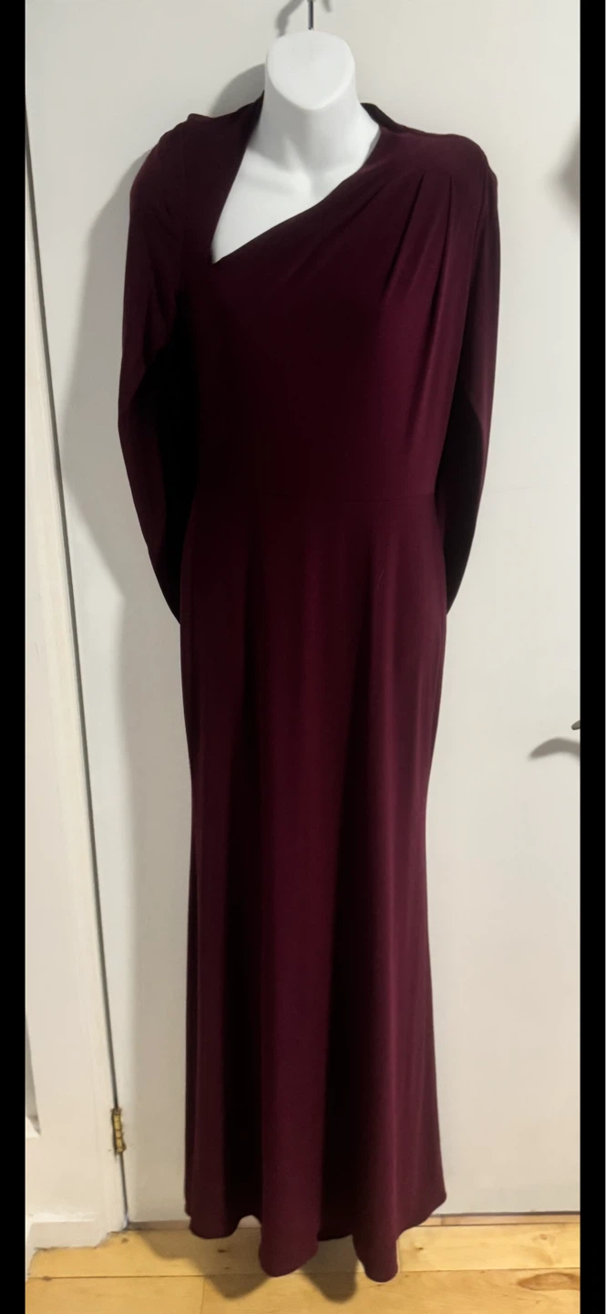 Robe longue Betsy & Adam à manches cape bordeaux - photo 2
