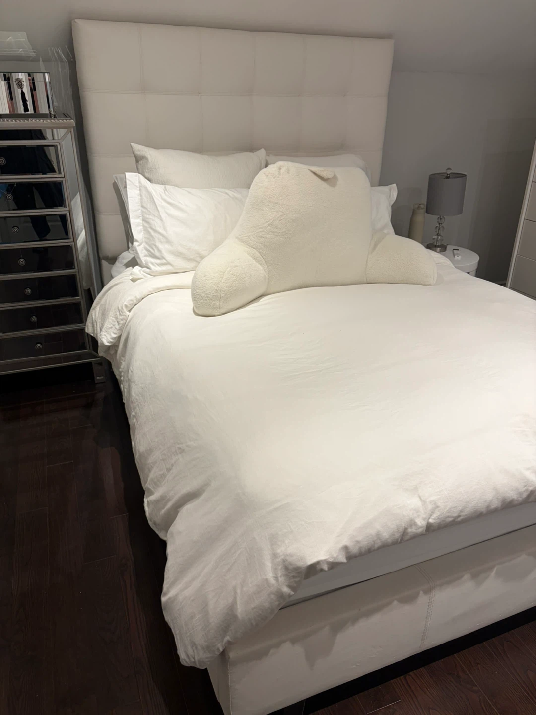 White Faux Leather Queen Bed Frame - photo 2