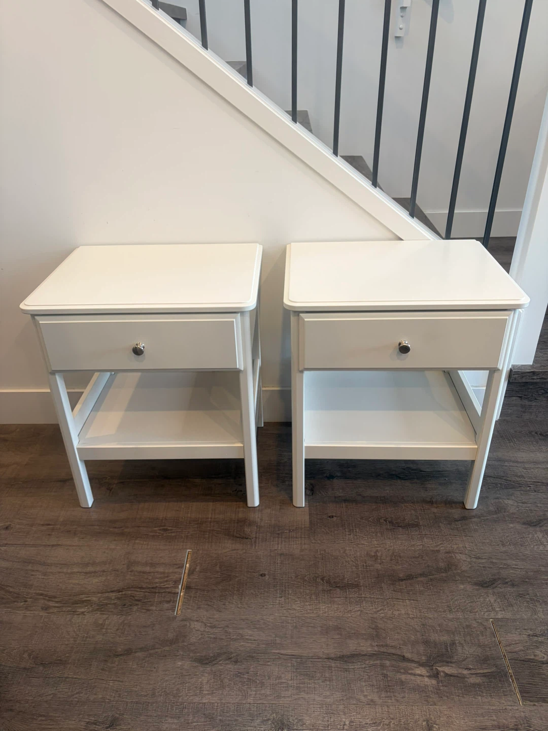 pair of IKEA nightstands in white