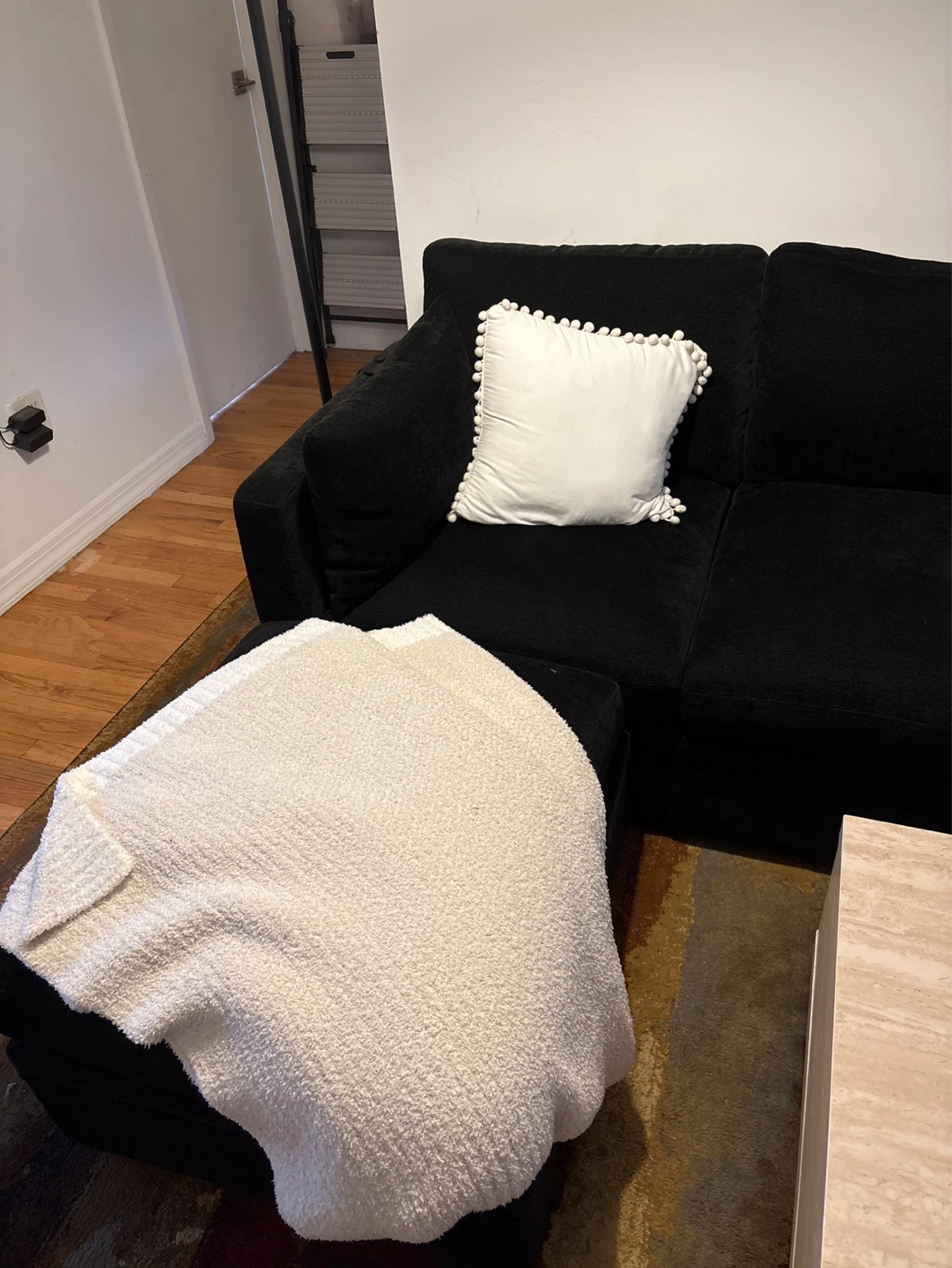 Black Chenille Sectional Sofa - photo 2