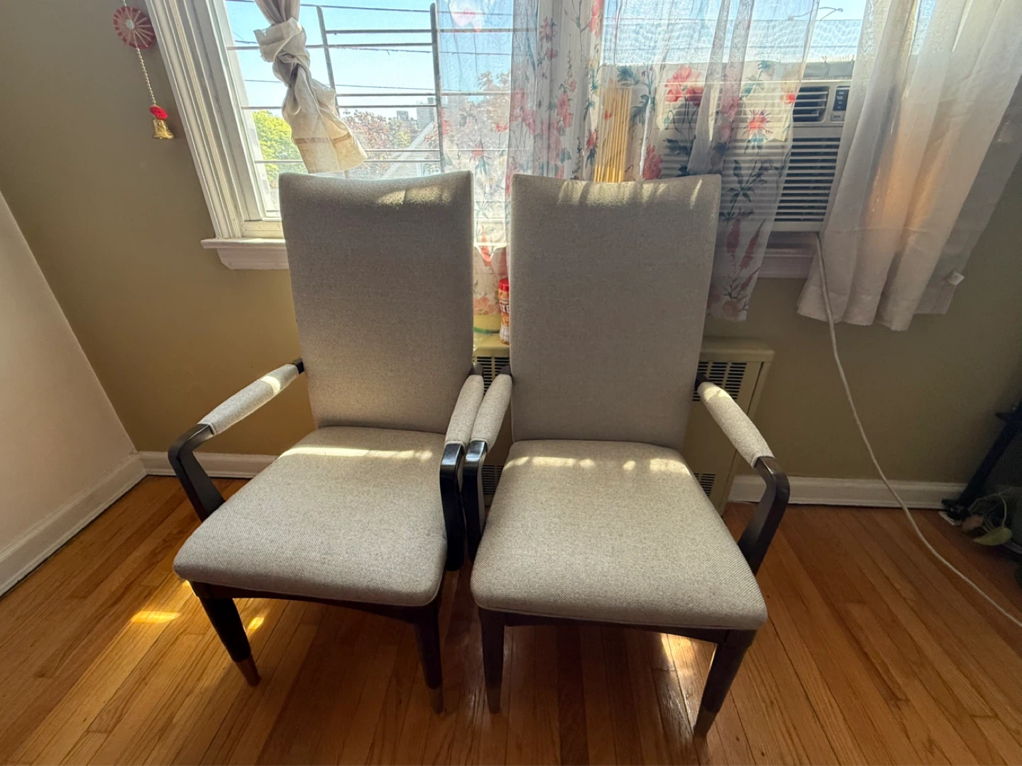 Set of 2 Upholstered Chairs with Wooden Frame