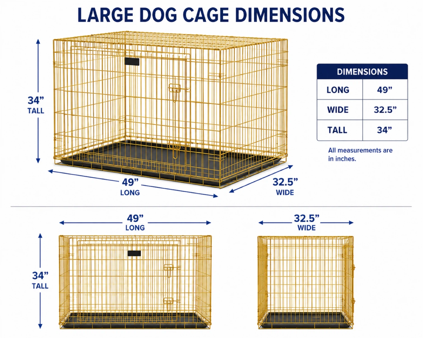Large Dog Crate - 49"L x 32.5"W x 34"H - photo 3