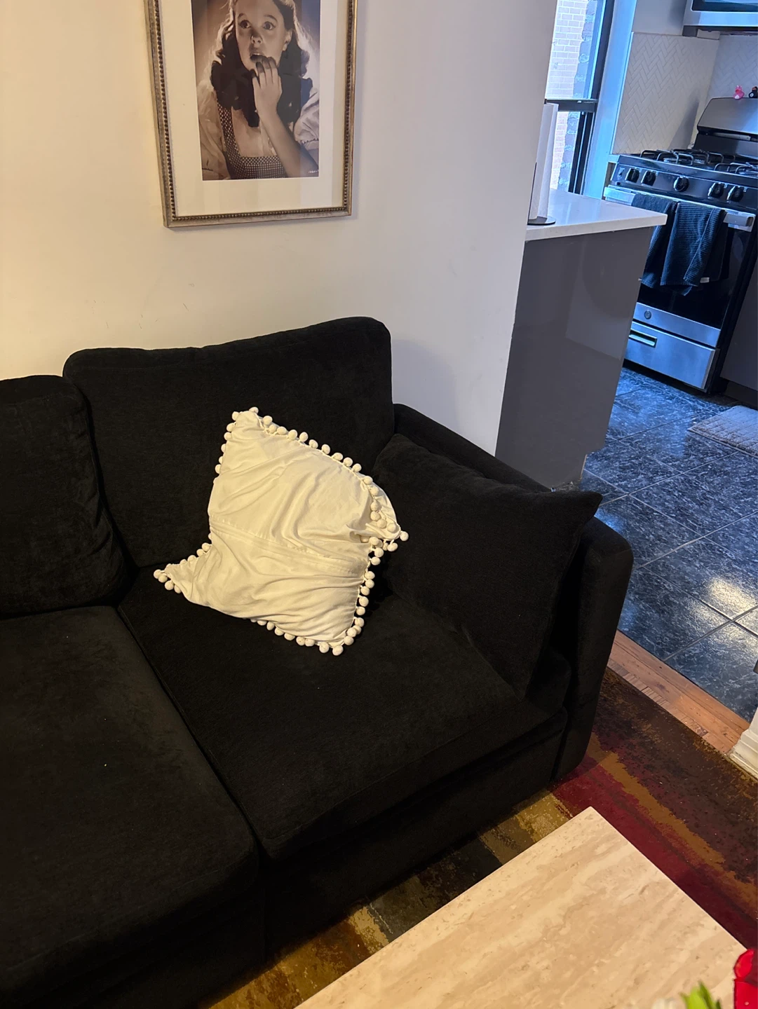 Black Chenille Sectional Sofa - photo 4