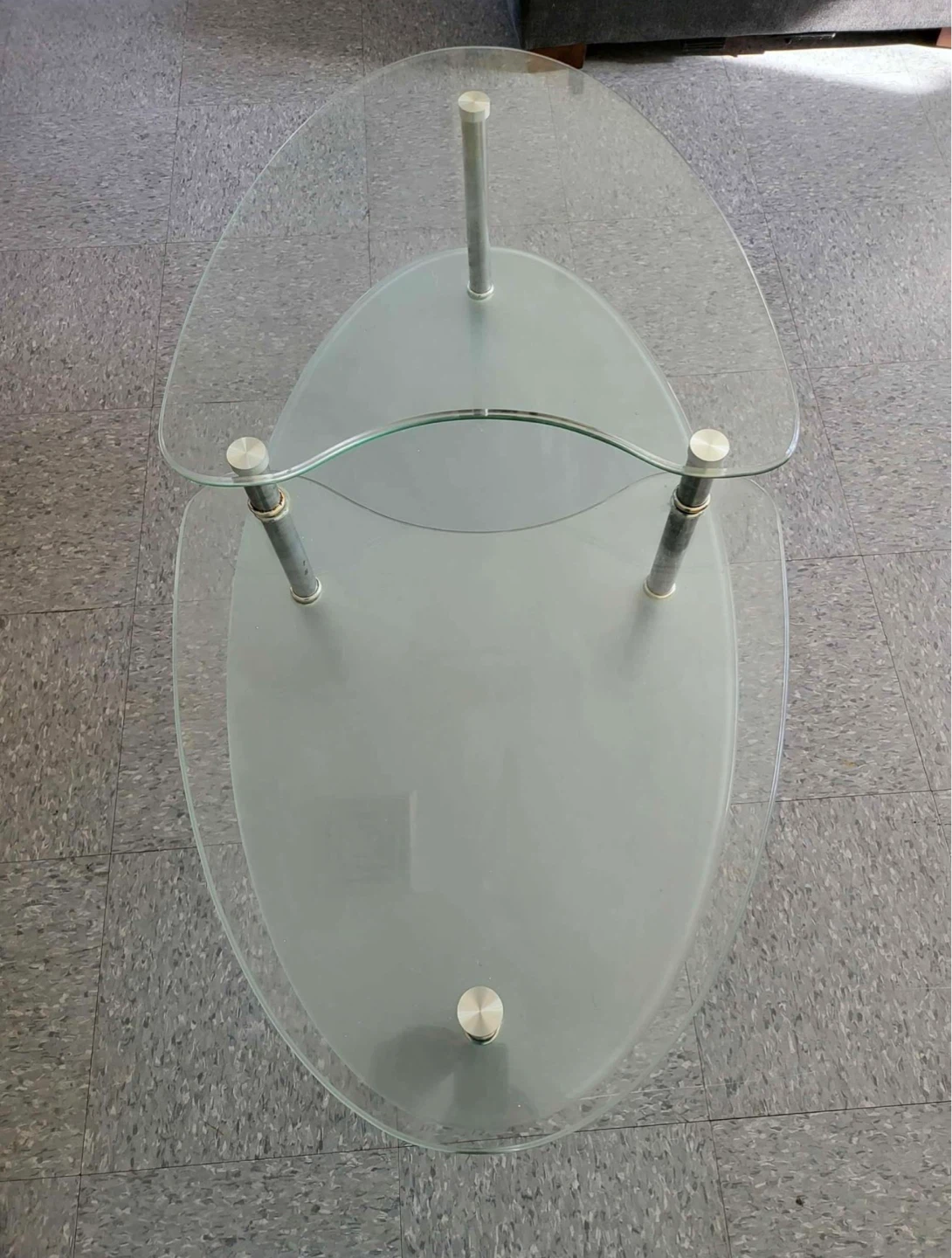 Oval Glass Coffee Table with Frosted Bottom Shelf - photo 3