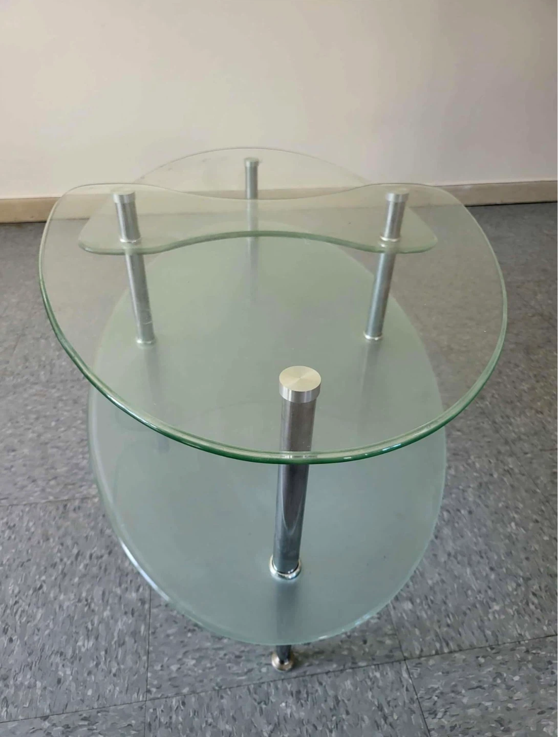 Oval Glass Coffee Table with Frosted Bottom Shelf - photo 5