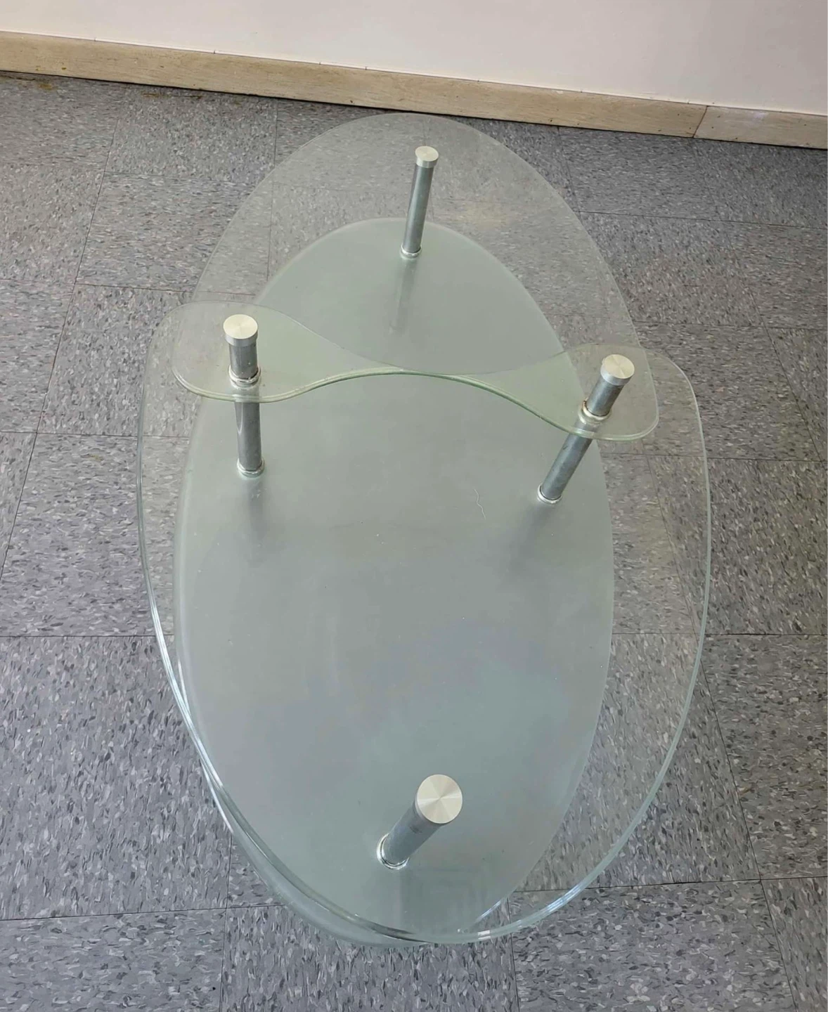 Oval Glass Coffee Table with Frosted Bottom Shelf - photo 4